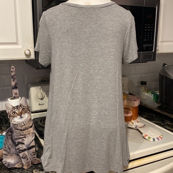 H womens Misia casual solid gray stretch short sleeve plus size top 1X - Picture 4 of 6